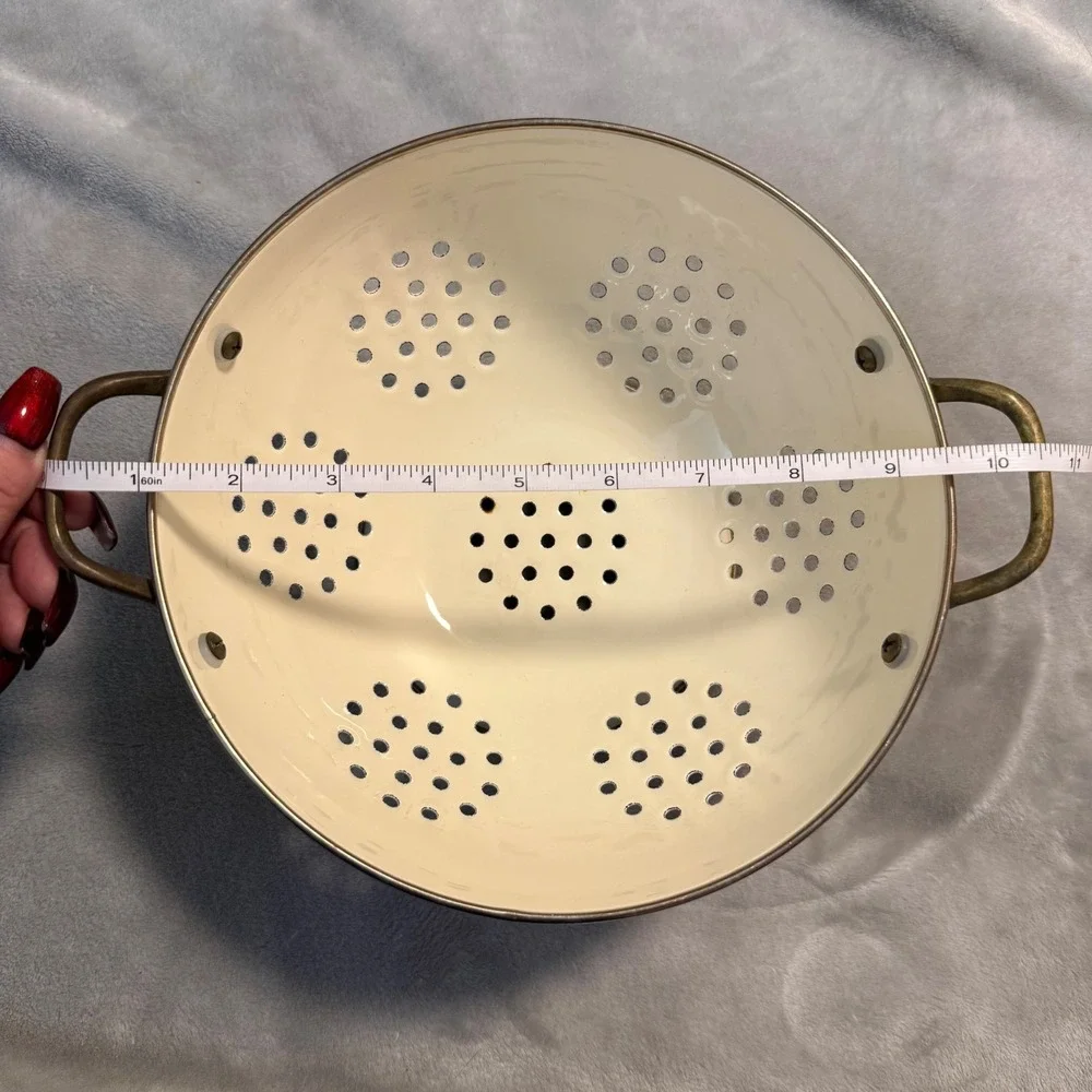 Vintage‎ Enamelware Pedestal Colander Floral French Country Cottagecore